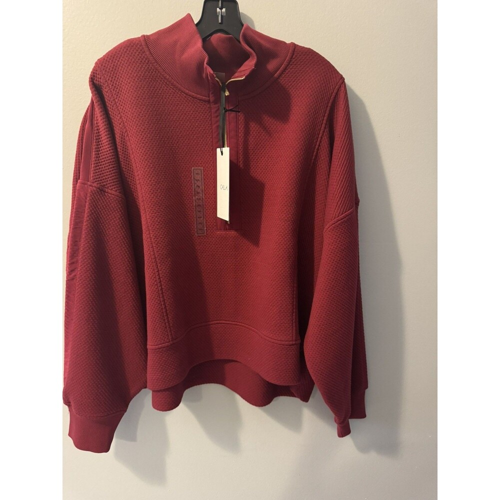 NWT Calia Elevate Ripple Quarter ZIp Pullover Sweatshirt Burgundy XXL NWT